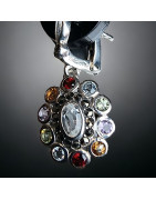 Boucles Améthyste Citrine Grenat Topaze bleue & Péridot Argent 925
