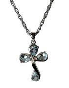 Pendentif Topaze bleue croix argent 925