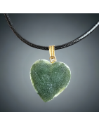 Pendentif Jade "cœur doré" sur cordon