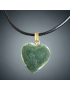 Pendentif Jade "cœur doré" sur cordon