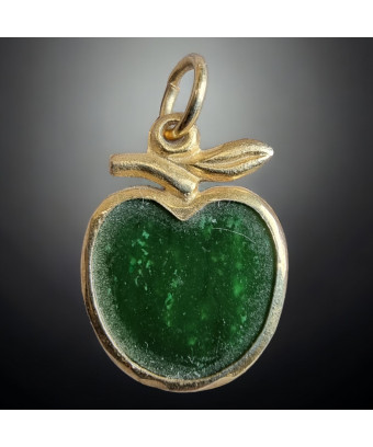 Pendentif Jade "pomme dorée"
