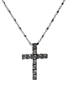 Pendentif Topaze bleue croix Argent 925 avec chaîne