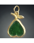 Pendentif Jade "poire dorée"