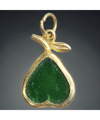 Pendentif Jade "poire dorée"