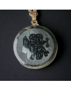 Pendentif Jade "Gémeaux" sur chaîne dorée