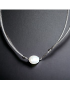 Pendentif Perle d'eau douce sur cordon réglable