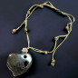 Collier Cœur Obsidienne dorée & Unakite sur cordon réglable