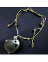 Collier Cœur Obsidienne dorée & Unakite sur cordon réglable