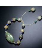Bracelet Jade Labradorite Malachite & Lapis-lazuli sur cordon réglable