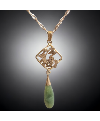 Pendentif Jade "goutte" sur...