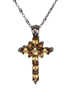 Pendentif Citrine croix argent 925