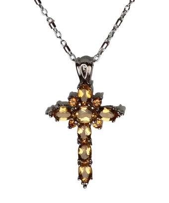 Pendentif Citrine croix argent 925