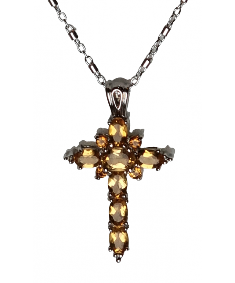 Pendentif Citrine croix argent 925