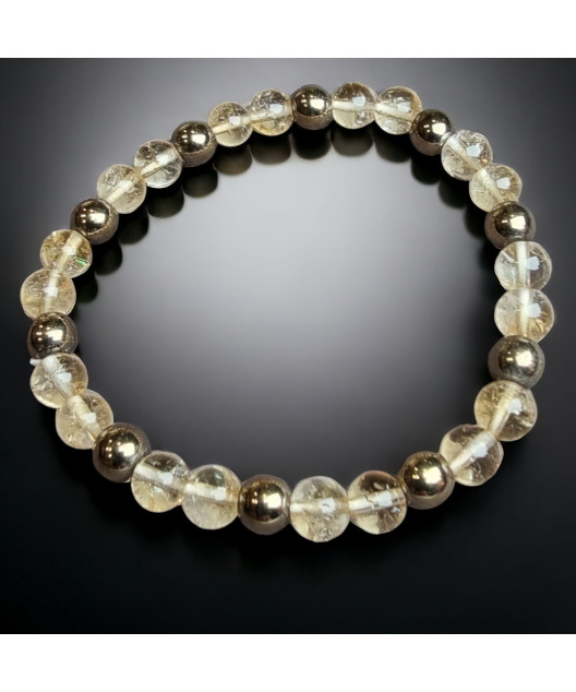 Bracelet Citrine et Pyrite Pierres rondes (s)