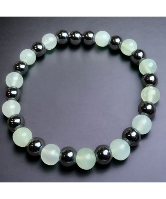 Bracelet Jade & Hématite enfant Pierres rondes 6mm