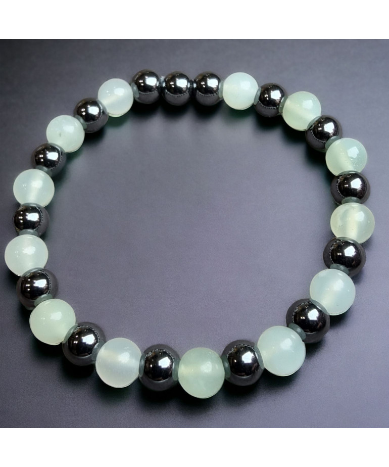 Bracelet Jade & Hématite enfant Pierres rondes 6mm