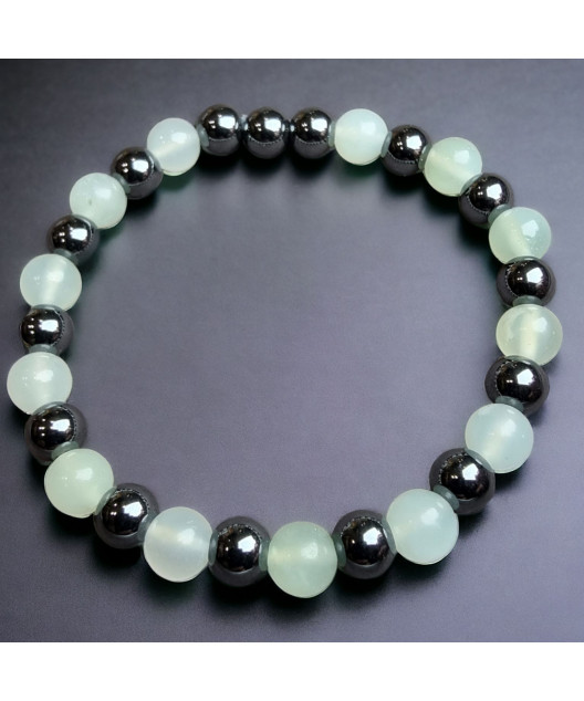 Bracelet Jade & Hématite enfant Pierres rondes 6mm