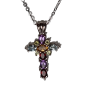 Pendentif Citrine Topaze Grenat Améthyste croix argent 925
