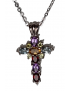 Pendentif Citrine Topaze Grenat Améthyste croix argent 925