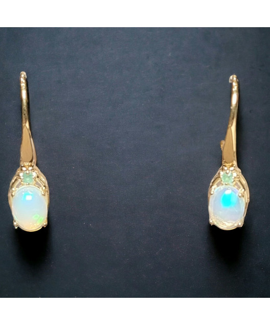 Boucles Opale et Emeraude Plaquée or