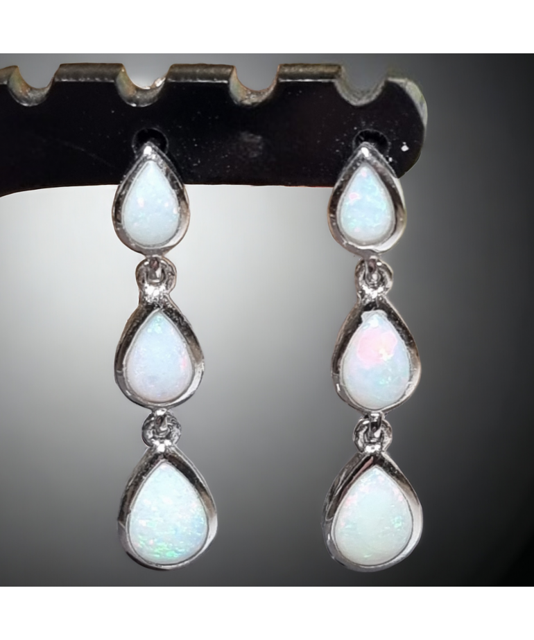 Boucles Opale blanche Argent 925