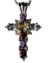 Pendentif Citrine Topaze Grenat Améthyste croix argent 925