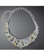 Collier Opale Harlequin A+ pierres baroques serties Argent 925