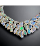 Collier Opale Harlequin A+ pierres baroques serties Argent 925