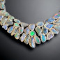 Collier Opale Harlequin A+ pierres baroques serties Argent 925