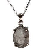 Pendentif Quartz rutile Tourmaline noire