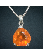 Pendentif Opale de feu & chaîne Argent 925