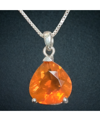 Pendentif Opale de feu & chaîne Argent 925