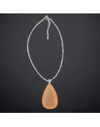 Pendentif Opale de feu A+ & Collier Pierre de lune Tourmaline & Amazonite Argent 925