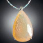 Pendentif Opale de feu A+ & Collier Pierre de lune Tourmaline & Amazonite Argent 925