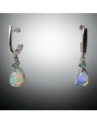 Boucles Opale et Emeraude Argent 925