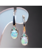 Boucles Opale et Emeraude Argent 925