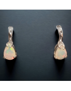 Boucles Opale et Emeraude Argent 925