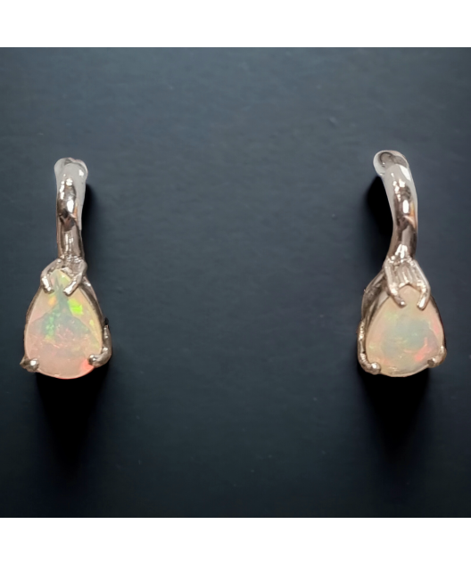 Boucles Opale et Emeraude Argent 925