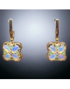 Boucles Opale et Emeraude Plaquée or