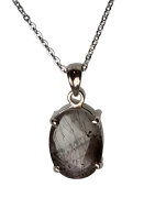 Pendentif Quartz rutile Tourmaline noire