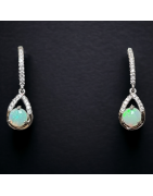 Boucles Opale blanche & Zirconium  Argent 925