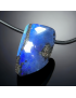 Pendentif Opale Boulder bleue sur cordon caoutchouc fermoir Argent 925