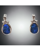 Boucles Opale bleue A+ Argent 925