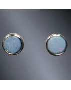 Boucles Opale Harlequin boutons Argent 925
