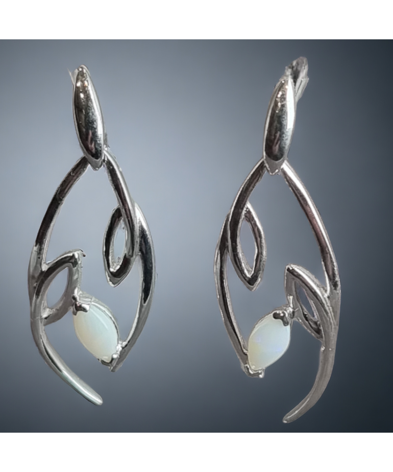 Boucles Opale blanche Argent 925