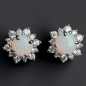 Boucles Opale blanche & Zirconium Argent 925