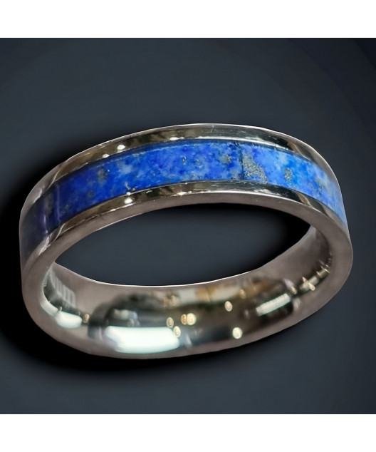 Anneau Lapis-lazuli Acier Titane Taille 58 (s)