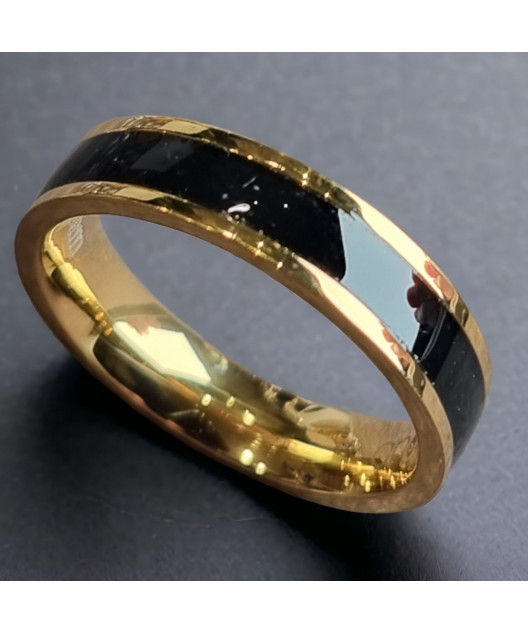Anneau Obsidienne Acier titane Doré Taille 60
