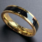 Anneau Obsidienne Acier titane Doré Taille 60