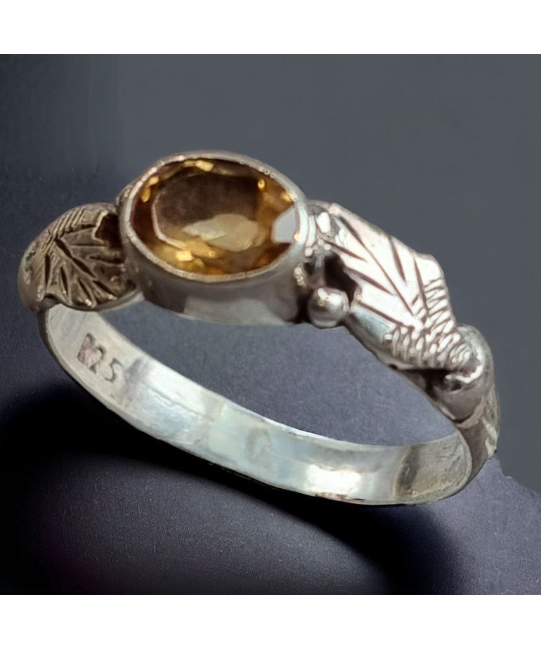 Bague Citrine Argent 925 Taille 57
